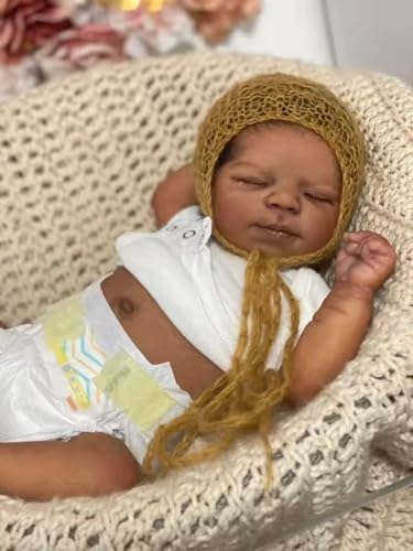 Zero pam Reborn Baby Puppen 18 Zoll Echte Baby Puppe Weichkörper Schwarze Puppe Mit Haaren Schlafen Wie Echte Babies Puppen Ab 3 Jahre Mit Fütterung Zubehör Für Mädchen Jungen von Zero pam