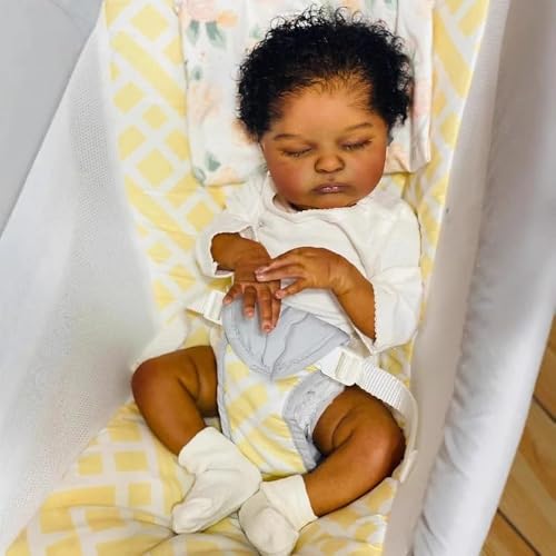 Zero pam Reborn Baby Puppen 19 Zoll Schlafende Babypuppe Weichkörper Schwarz Reborn Puppen Lebensechte Puppe Wie Echte Babys Ab 2 Jahre Mädchen Jungen Spielzeug Mit Zubehör von Zero pam