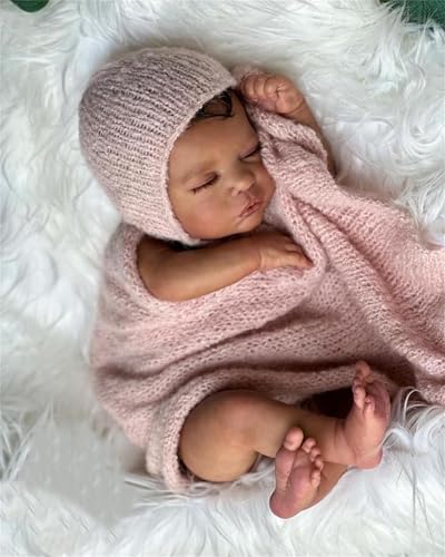 Zero pam Reborn Baby Puppen 45cm Reborn Baby Puppen Weichkörper Lebensechte Puppe Dunkelhäutige Mit Haaren Schlafen Wie Echte Babys Puppe Ab 2 Jahre Mit Fütterung Zubehör von Zero pam