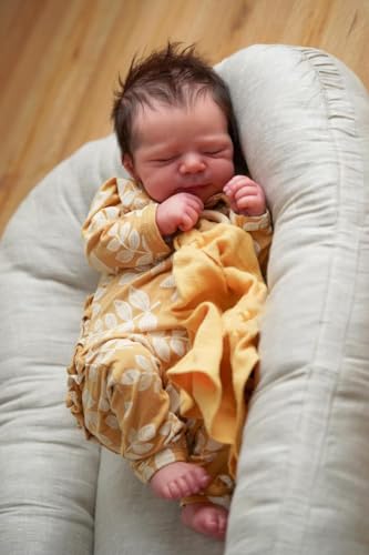 Zero pam Reborn Baby Puppen Vollsilikon Lebensecht-48CM Silikon Baby Mädchen Mit Haaren, Wie Echtes Baby mit Zubehör, Weich Realistisch Silikon Baby, Puppe Ab 3 Jahre Mädchen von Zero pam