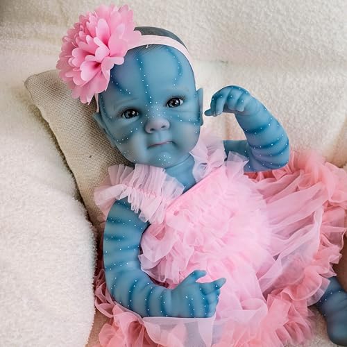 Zero pam Reborn Baby Vollsilikon Avater Puppe, 48CM Alien Silikon Baby Mädchen, Lebensechte Puppen Wie Echt, Echte Reborn Puppen Lebensecht Mit Zubehör von Zero pam