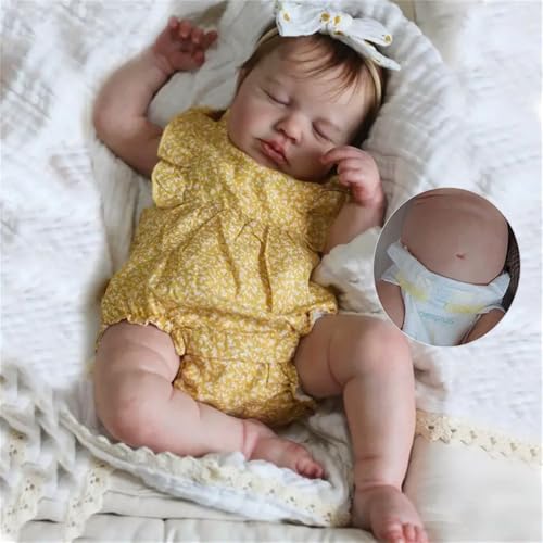 Zero pam Reborn Baby Vollsilikon Lebensecht, Silikon Baby Mädchen-50CM Reborn Puppen Lebensecht, Babypuppen Wie Echt, Echte Babypuppe, Silikon Puppe Mit Haaren von Zero pam