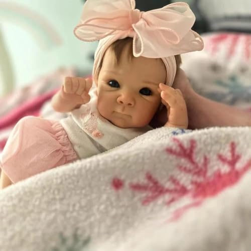 Zero pam Reborn Baby Vollsilikon Lebensecht 45 cm Mädchen,Realistische Reborn Babypuppe, Vollsilikon Baby Mädchen Weich, Echte Babys Puppe Silikon Mit Verwurzeltes Haar von Zero pam