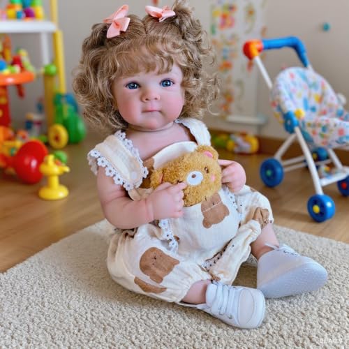 Zero pam Reborn Baby Vollsilikon Lebensecht-48CM Reborn Baby Mädchen, Babypuppen Puppe Wie Echtes, Silikon Puppen Mit Haaren, Lebensechte Puppen Mit Zubehör von Zero pam