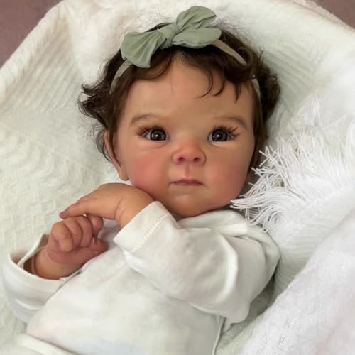 Zero pam Reborn Baby Vollsilikon Lebensecht-48CM Reborn Puppen Lebensecht Puppe, Silikon Baby Mädchen, Puppe Wie Echtes, Silikon Puppen Mit Haaren Mit Zubehör von Zero pam