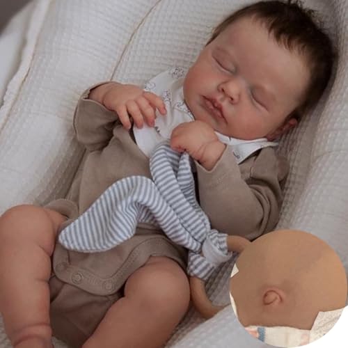 Zero pam Reborn Baby Vollsilikon Lebensecht Junge 50 cm, Realistische Silikon Babypuppe Wie Echtes Baby, Newborn Baby Puppe Mit Geschlossenen Augen, Reborn Babys Für Kinder von Zero pam