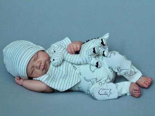 Zero pam Reborn Baby Vollsilikon Lebensecht Jungen,45 cm Neugeborene Babypuppen, Die Realistisch Aussehen,schlafende Wiedergeborene Kleinkind-Silikonbabys Mit Vollem Zubehör von Zero pam
