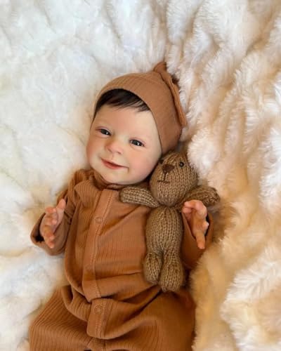 Zero pam Reborn Baby Vollsilikon Lebensecht Jungen,45 cm Silikon Babypuppen Lebensecht Die Echt Aussehen，silikon Puppe Echt Wie EIN Baby,Lächeln Newborn Puppe Mit Wurzelndem Haar von Zero pam