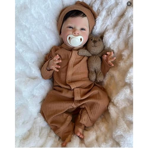 Zero pam Reborn Baby Vollsilikon Lebensecht Mädchen 45 cm Lebensechte Babypuppen Vollsilikon Baby Lebensecht Lächelnde Neugeborene Babypuppen Mit Komplettem Zubehör von Zero pam