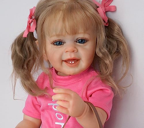 Zero pam Reborn Baby Vollsilikon Lebensecht Puppe 55 cm Babypuppe Wie Echtes Baby Silikon Puppen Mädchen Kann Gewaschen Werden Babypuppen Wie Echt Mit Blondes Haaren von Zero pam