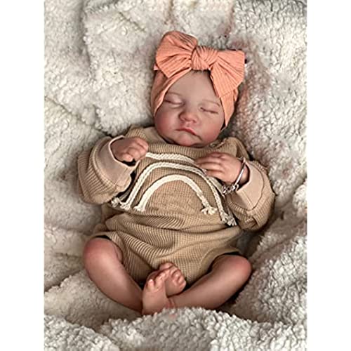 Zero pam Reborn Baby Vollsilikon Lebensecht Puppe Mädchen, 48 cm Lebensechte Babypuppen Anatomisch Korrekt, Babypuppe Wie Echtes Babys, Reborn Baby Mädchen Mit Augen Geschlossen von Zero pam