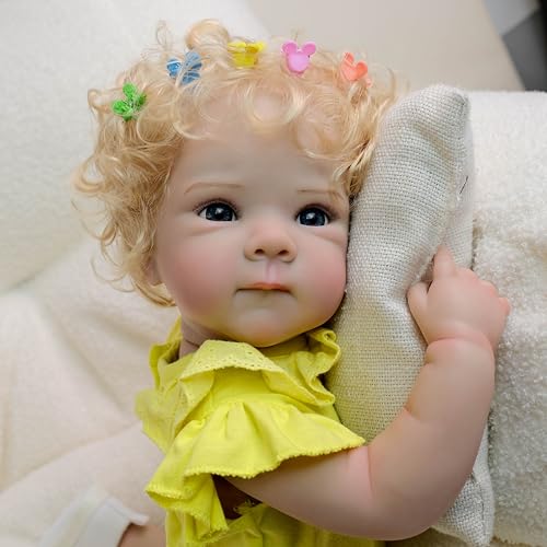 Zero pam Reborn Puppen Lebensecht 45 cm, Reborn Baby Vollsilikon Mädchen, Babypuppen Die Wie Echte Babys Aussehen, Realistische Newborn Baby Mit Blaue Augen von Zero pam