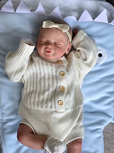 Zero pam Schlafende Reborn Babypuppen Realistische Silikon Neugeborene Puppe (weißer Pullover) von Zero pam