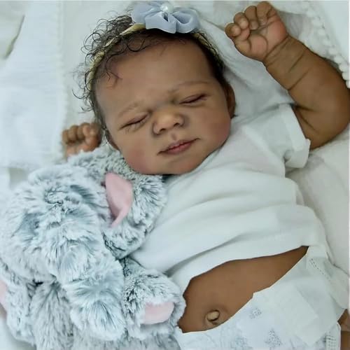 Zero pam Schwarze Reborn Baby Puppen Mädchen,45 cm Schwarz Reborn Baby Vollsilikon Lebensecht Mädchen,lebensechte Babypuppen Wie Echt Newborn Puppe Mit Komplettem Zubehör von Zero pam