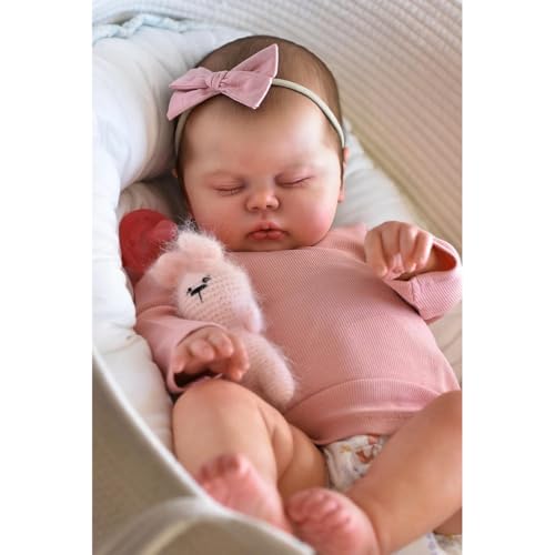 Zero pam Süß Reborn Babypuppen Mädchen 48 cm Augen Zu, Handgemachte Newborn Babys Lebensechte Neugeborenes Toddler Puppen Weichem Stoffkörper Puppe Wie EIN Echtes Baby für Kinder von Zero pam