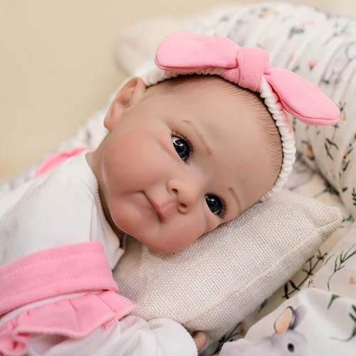 Zero pam Weiches Reborn Baby Puppen Mädchen 18 Zoll Gewichtete Lebensechte Neugeborene Babypuppen,Reborn-Kleinkindpuppen Ganzkörper Mit Zubehör Für Kinder Ab 3 Jahren von Zero pam