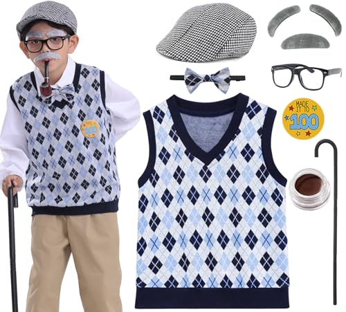 ZeroShop Alter Mann Kostüm für Kinder, Jungen, 100 Tage Schule, Opa, 100. Tag, alte Person, Verkleidung, Größe 6 ZeroShop Alter Mann Kostüm für Kinder, Jungen, 100 Tage Schule, Opa, 100. Tag, alte Person, Verkleidung, Größe 6 von ZeroShop