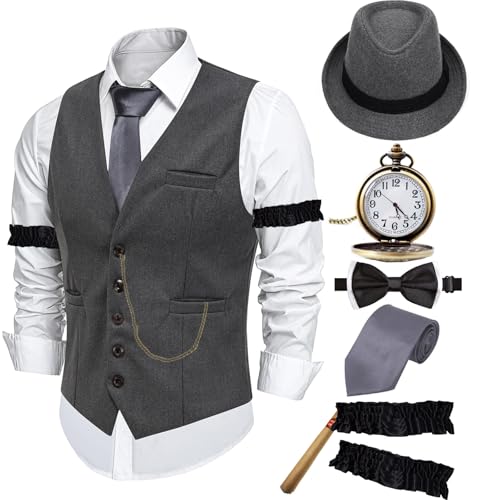 ZeroShop Halloween 1920er Jahre Herrenkostüm Peaky Blinders Brüllende 20er Jahre Gangster Mobster Outfit, Graue Hutweste, XXL ZeroShop Halloween 1920er Jahre Herrenkostüm Peaky Blinders Brüllende 20er Jahre Gangster Mobster Outfit, Graue Hutweste, XXL von ZeroShop