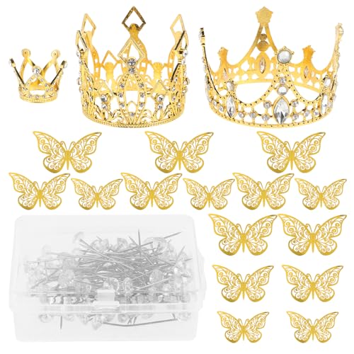 Zerodeko 1 Satz Goldene Krone Blumenstrauß Zubehör mit Schmetterlingen Teile für Kuchen Dekoration und Bastelbedarf Zerodeko 1 Satz Goldene Krone Blumenstrauß Zubehör mit Schmetterlingen Teile für Kuchen Dekoration und Bastelbedarf von Zerodeko