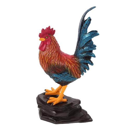 Zerodeko 1 Satz Hahn-Bodenornamente Hühnerdekor Figuren Hahn-Ornamente für Tischplatten Gartenhuhn-Statue Hahn Gartenskulptur Outdoor Querformat-Requisite Wohnkultur Plastik von Zerodeko