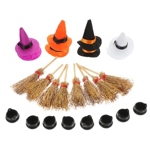Zerodeko 1 Satz Hexenhüte Teiliges Bastelzubehör für Puppenhaus Halloween Dekoration mit Mini Hexenhut Besen und Kessel für Kreative Projekte und Heimdekoration Zerodeko 1 Satz Hexenhüte Teiliges Bastelzubehör für Puppenhaus Halloween Dekoration mit Mini Hexenhut Besen und Kessel für Kreative Projekte und Heimdekoration von Zerodeko