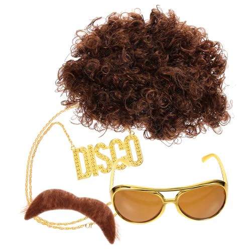 Zerodeko 1 Satz Jahre Disco Kostümset mit Perücke Sonnenbrille und Kette Zufälliger für Männer und Frauen für Karneval Halloween und Mottopartys Zerodeko 1 Satz Jahre Disco Kostümset mit Perücke Sonnenbrille und Kette Zufälliger für Männer und Frauen für Karneval Halloween und Mottopartys von Zerodeko