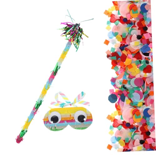 Zerodeko 1 Satz Pinata Set mit Augenmaske und Schläger für Geburtstagsfeiern Karneval und Familienfeiern Farbenfrohe Dekoration für Lustige Partyspiele von Zerodeko