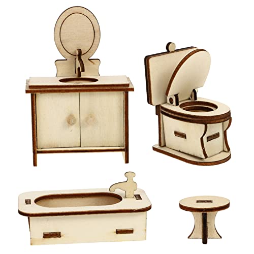 Zerodeko Miniatur-möbelset Für Kinderspielhaus Holz Mini-badewanne Toilette Stabil Stabil von Zerodeko