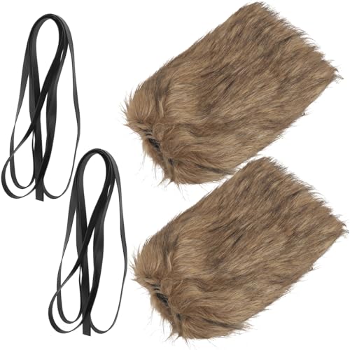 Zerodeko 1 Set Viking Fluffy Beinwärmer Pelzschuhabdeckungen Kunstpelzschuh Cover Accessoire Für Frauen -Männer Party von Zerodeko