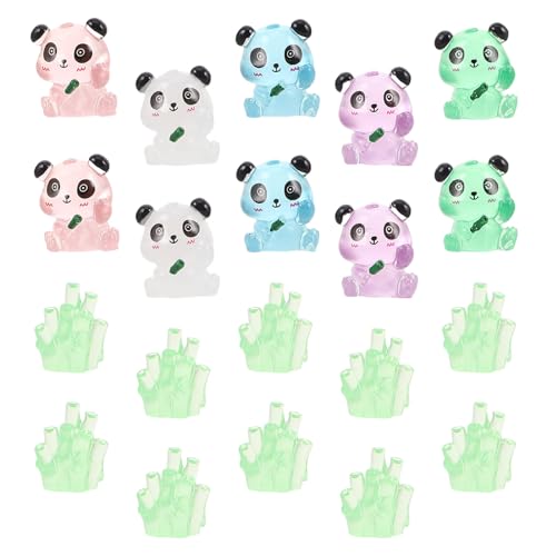Zerodeko 1 Set leuchtende Harztiere, kleine leuchtende Panda-Figuren aus künstlichem Bambus für DIY-Projekte, dekorative Mini-Statuen für Kuchendekoration, Schreibtisch und Puppenhaus von Zerodeko