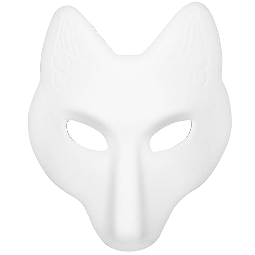Zerodeko 1 Stück Halloween-Fuchs-Maske Leere Papiermaske Diy-Tier Unbemalt Bastelmaske Für Partys Kostüm Cosplay Maskerade-Zubehör (Weiß) von Zerodeko