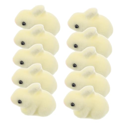 Zerodeko 10 Stück Beflockung Kaninchen Ornament Kuchen Dekoration Mini Garten Miniaturfiguren beflocktes Hasendekor Miniatur-Kaninchenfiguren Mooskaninchenfiguren Schaum Light Brown von Zerodeko