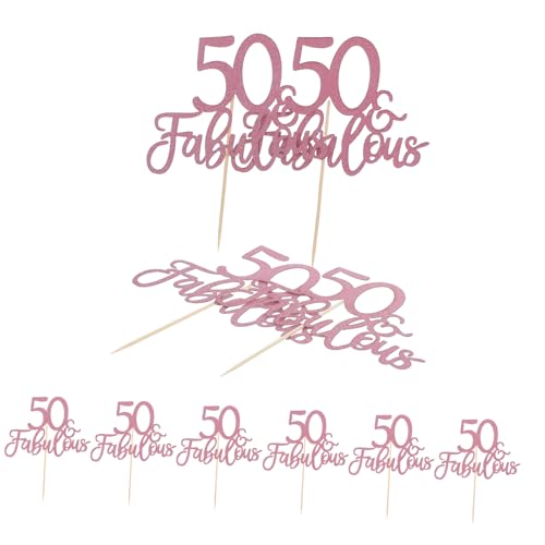 Zerodeko 10 Stück Geburtstagskuchenaufsätze: 50 & Fabelhafte Cupcake-aufsätze Für Jubiläumsparty-dekorationen. Alles Zum 50. Geburtstag. Kuchendekorationen. von Zerodeko