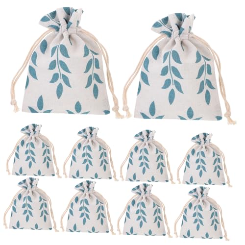 Zerodeko 10 Stück Jutebeutel Mit Kordelzug Und Blattmuster Schmuckbeutel Für Reisen Und Wiederverwendbare Und Kompakte Beutel von Zerodeko