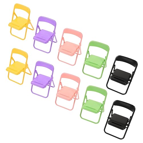 Zerodeko 10 Stück Teiliges Miniatur Klappstuhl Handyhalter Miniaturmöbel Puppenhaus Deko Bunte Faltstuhl Modelle Desktop Telefonständer für DIY Landschaft Schlafzimmer Schmuck von Zerodeko
