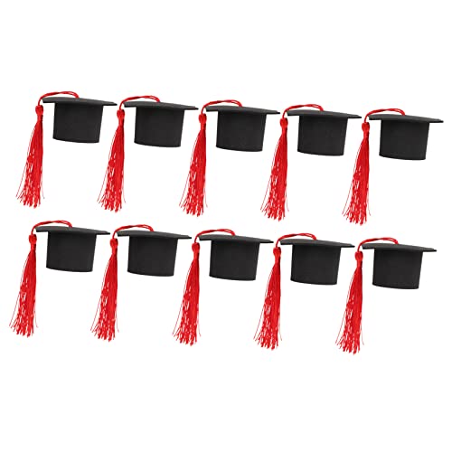 Zerodeko 10Stücke Mini Doktorandenkappen Kuchen Dekorationen Für Abschlussfeiern Personalisierte Graduation Caps Toppers Für Kuchen Und Cupcakes Rote Quasten Partyaccessoires von Zerodeko
