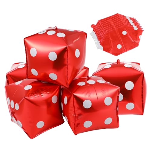 Zerodeko 10stücke Würfel Luftballons Aus Aluminiumfolie Für -themenpartys Rote Dekoration Für Spiele Und Veranstaltungen Foto-requisiten von Zerodeko