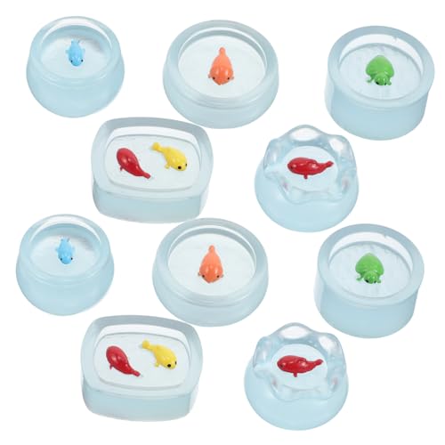 Zerodeko 10stücke Miniatur-fischglas Aquarium Für Puppenhäuser Leuchtendes Goldfischglas Leuchtendes Schildkrötenbecken Aquarium-dekor Miniatur-aquariummodell Aquariumzubehör Im von Zerodeko