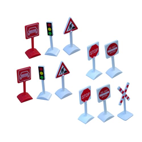 Zerodeko Verkehrszeichen-Ornamente kinderspielzeug verkehrserziehung Straße Ampelzeichen Puzzle-Spielzeug Spielset für Kinder Simulation Verkehrszeichen Verkehrsanzeige Mini Modell von Zerodeko