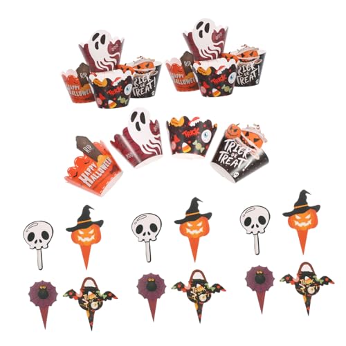 Zerodeko 2sätze Halloween-cupcake-topper Aus Papier Und Förmchen Für Backen Halloween-dekorationen Spinnen-party-ausstechformen Totenkopf-muffin-halter Für Geburtstagsfeiern von Zerodeko