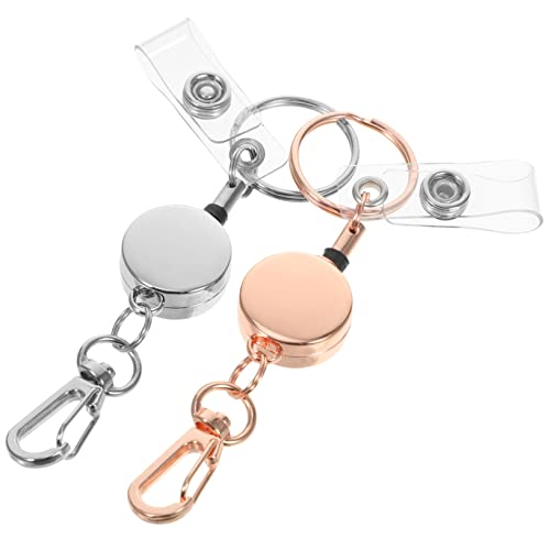 Zerodeko 2 Stück Einziehbarer Ausweishalter mit Schlüsselanhänger Robuster Metall Keychain für Id Karten Kreditkarten und Namensschilder Silber Roségold von Zerodeko