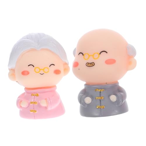 Zerodeko 2 Stück Miniatur Seniorenfiguren aus Langlebigem Kunststoff für Hochzeit Geburtstag Kuchendekoration Älteres Paar Opa und Oma Tischdeko Partyzubehör von Zerodeko