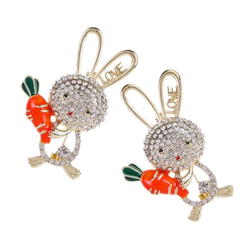 Zerodeko 2 Stück Niedliche Tier-emaille-anstecknadeln, Tier-kleine Hasen-brosche, Voller Kristall, Tier-brosche, Corsage, Atemberaubende Modische Kaninchen-brosche Für Frauen, von Zerodeko