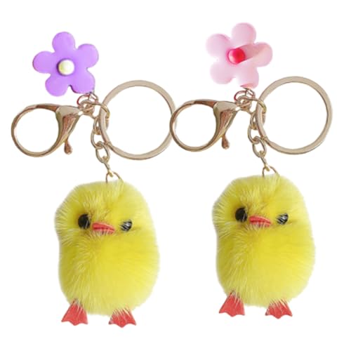 Zerodeko 2 Stück Plüsch Kleiner Küken Schlüsselanhänger Süßer Leichter Bag Pendant Weiches Flauschiges Kuscheltier Anhänger für Rucksack und Handtasche Niedliches Osterparty Zubehör von Zerodeko