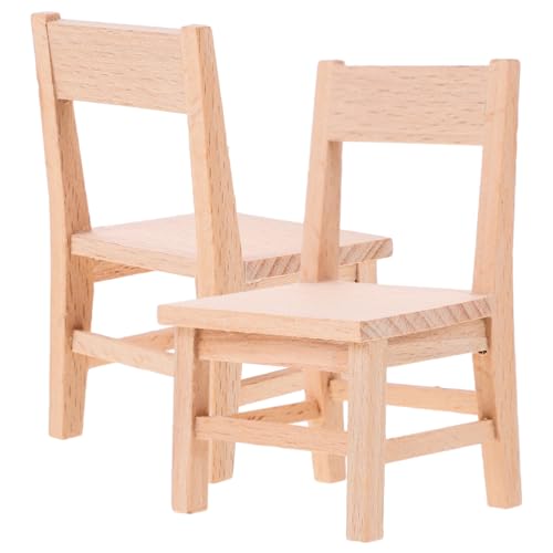 Zerodeko 2 Stück Puppenhaus-Holzstuhl: Miniatur-Stuhl-Modelle Miniatur-Möbel Stühle Miniatur-Holz-Stuhl-Modell Miniatur-Möbel-Modell von Zerodeko