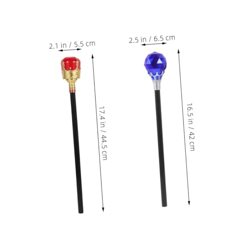 Zerodeko 2 Stück Teiliges Königszepter aus Robustes Cosplay Zubehör für Halloween Bühnenauftritte und Kostümpartys mit Blauem Rundstein und Rot Goldenem Design Leicht und Handlich von Zerodeko