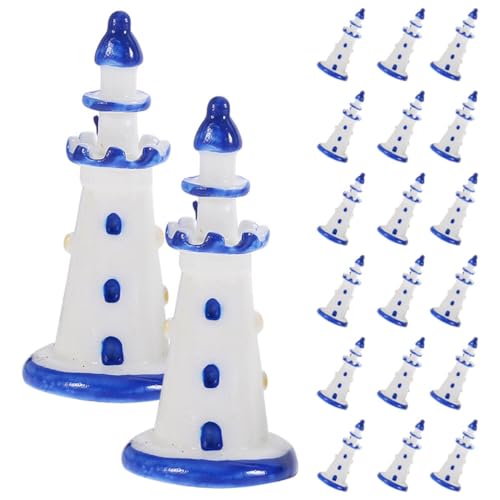 Zerodeko 20 Stück Mini-Leuchtturm-Dekor Miniatur-Puppenhaus-Leuchtturm Dekorative Nautische Leuchttürme Aus Harz Mediterrane Figuren Ornamente Leuchtturm-Dekor von Zerodeko