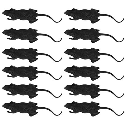 Zerodeko 24 Stück falsche Ratten Halloween Deko, Scherzspielzeug für Halloween-Party, lose verpackte Schwarze PVC Nachbildung von Tieren, 8,5 cm von Zerodeko