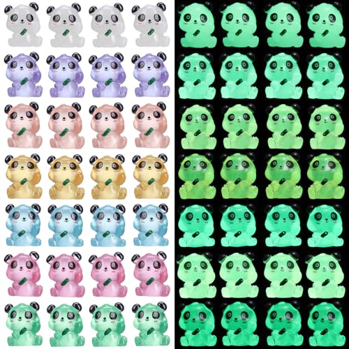 Zerodeko 28 Stück Mini Panda Figuren Nachtleuchtende Deko Skulpturen aus Harz für Mikro Landschaften Schlafzimmer Partys und Süße Tierornamente von Zerodeko