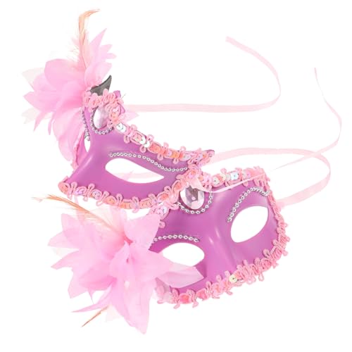 Zerodeko Partyzubehör 2St Lilienmaske Karneval Maskerade-Maske für Frauen Cosplay-Maske die Maske Halloween-Maske Party-Maske Ballmaske Abschlussball bilden Urlaub zeigen Plastik Rosa Party von Zerodeko